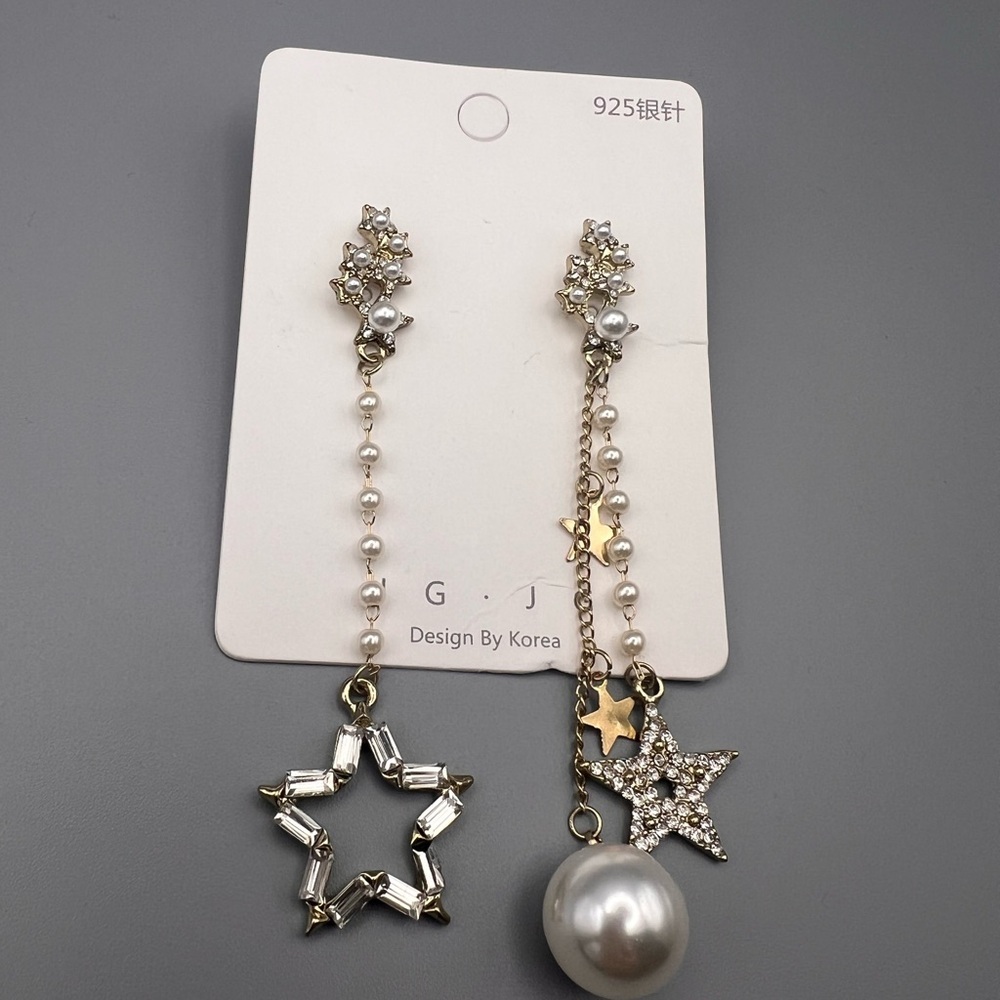 5/$25 FASHION Star and Pearl Dangle Earrings